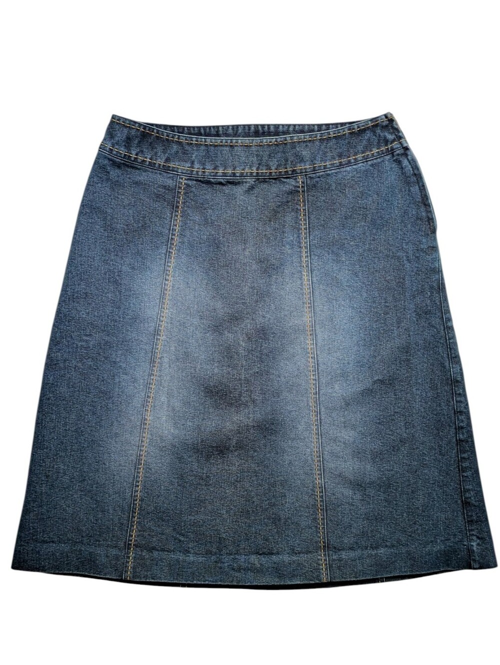 Y2K Vintage Low Rise Faded Denim Midi Skirt